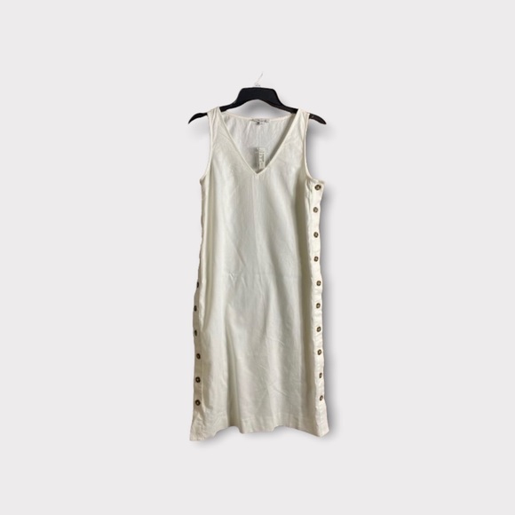 NWT Madewell Linen-Cotton Side-Button Midi Dress - Picture 6 of 6